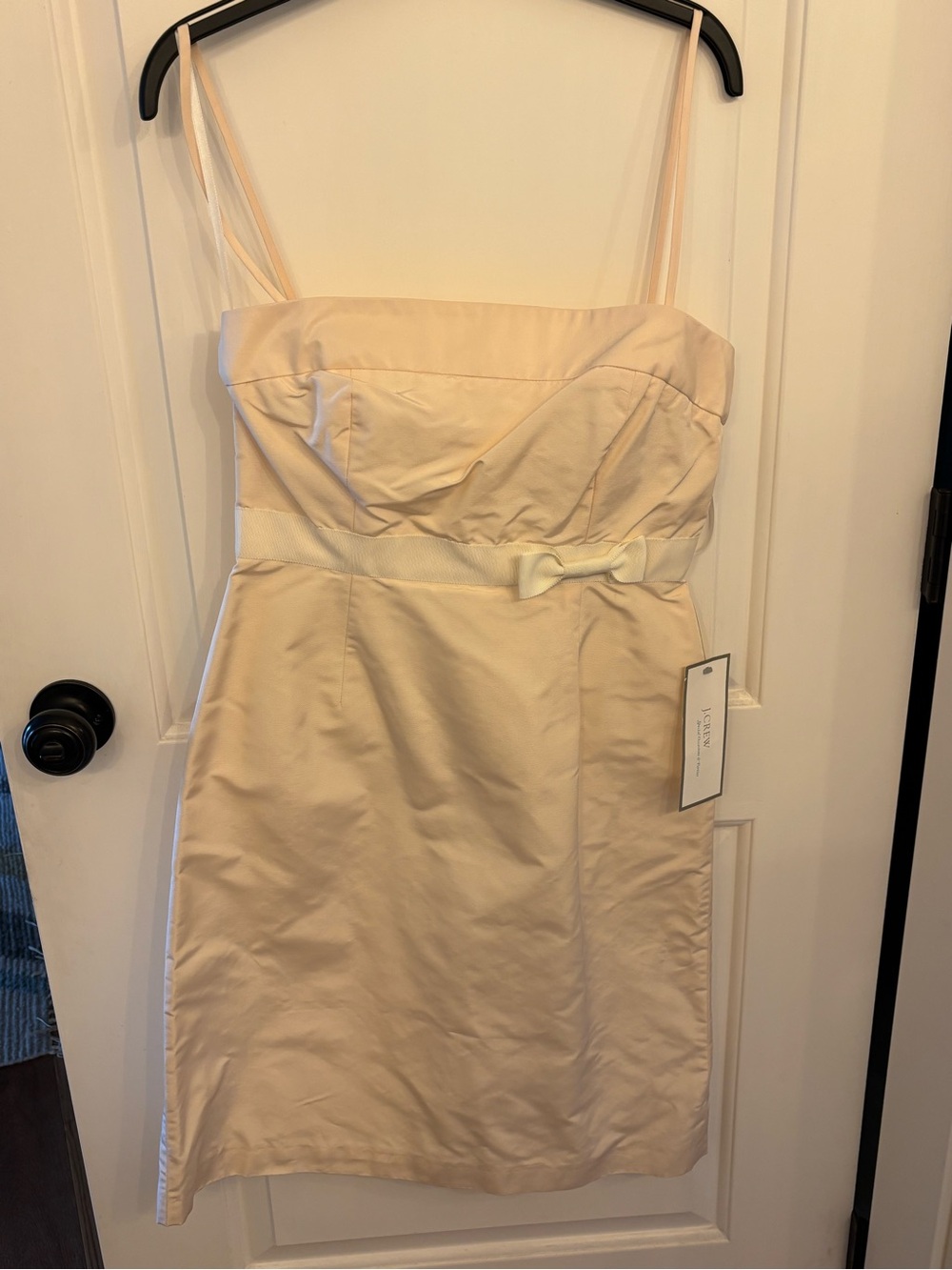 J. Crew Cream Strapless Bow-Waist Sheath Dress - Picture 1 of 6
